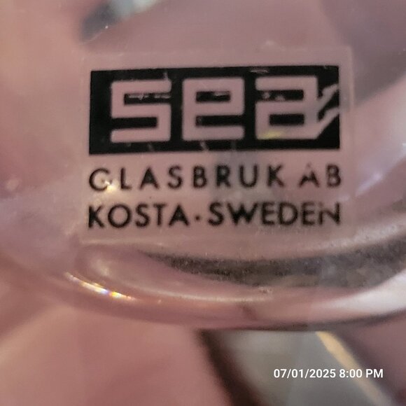 SEA Glasbruk Sweden Blomknyte Small Bud vase Kosta Boda Etched Bird - Picture 6 of 8